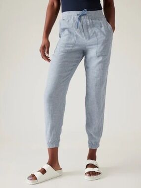 Athleta Retreat Linen Jogger Size 4 Tall Chambray Blue
